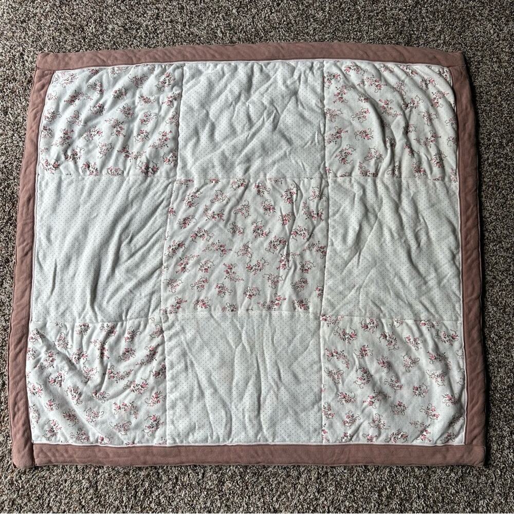 Little Me Pink Mauve Patchwork Blanket Soft and Cozy. Double sided